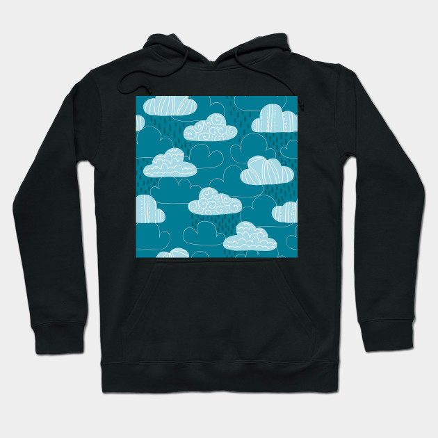 Raindrops And Cute Seamless Clouds Pattern